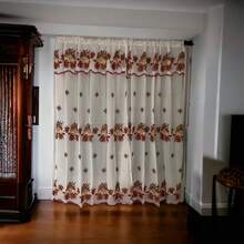 Juego de Cortinas Navidad Diseño Campañas Bordado 3 mts x 2.20 BLANCA O BEIGE. - Blanco - Ver 2
