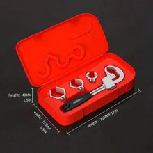 4合1萬用扳手套裝,可調整水管扳手、浴室扳手、圓齒鉗、鋸齒扳手、安裝水槽工具,附3個卡槽通用水龍頭水管工具 - 黑色 - 查看 10