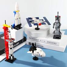 Space Station Building Block Set Helps Children Improve Their Imagination And Creativity. It Is A Gift Suitable For Children Aged 6-12 Years Old. - Blue and White - View 4