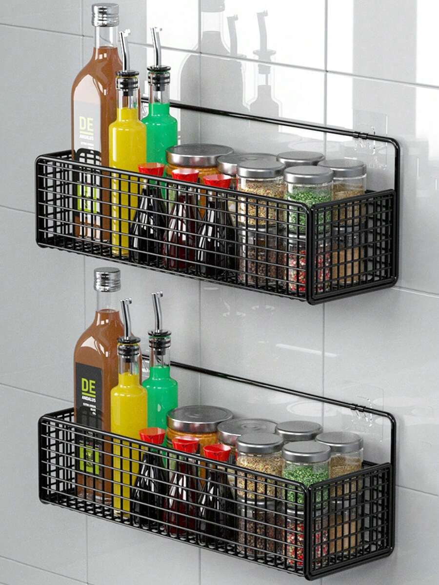 浴室/衛生間置物架,免打孔強力貼,適用於廁所、洗手間、洗漱台、牆上廚房、沐浴間,壁掛式,1入裝