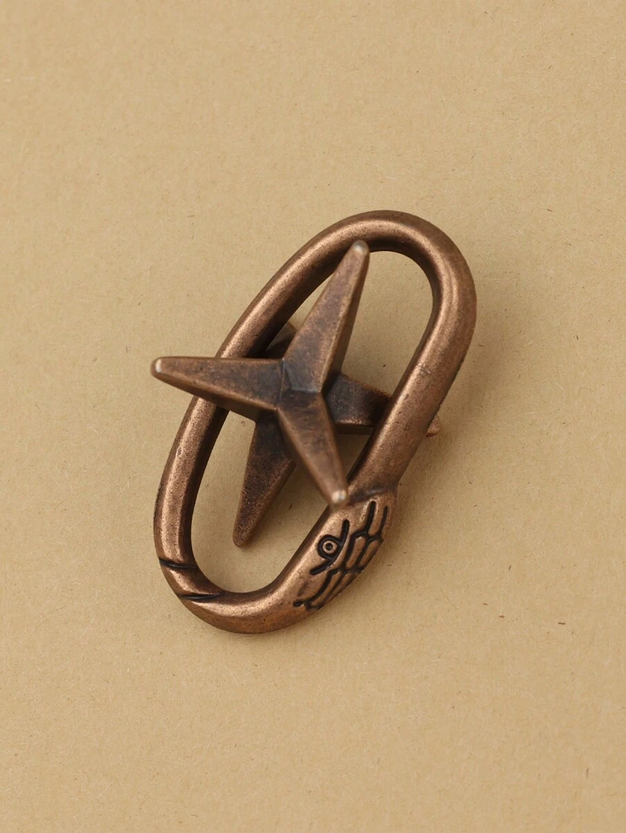 1pc Zinc Alloy Snake Mouth Escape Lock, Teenagers Creative Puzzle Unlocking Ring - Multicolor - View 1