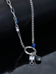 1入時尚優雅的不鏽鋼鑽石項鍊,適用於日常穿著、商務、派對、萬聖節、聖誕、告白、婚禮、生日禮物