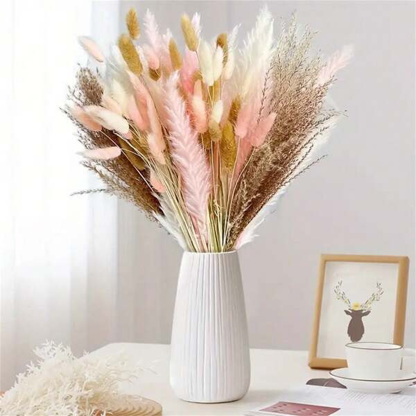 60pcs, Dried Pampas Grass Decorations, Ideal For Bohemian Home Decor, Flower Arrangements, Birthday, Wedding, Party, Festive Decor