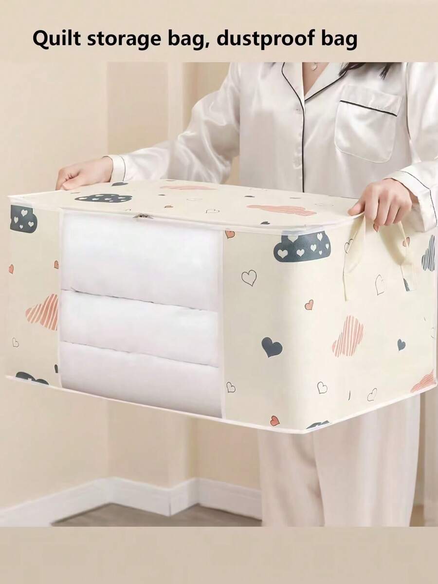 1只大容量可摺疊被子收納袋,適用於旅行行李袋/搬家,防塵衣物存儲組織器,適用於衣櫥