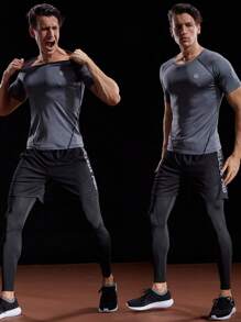 NELEUS Boyfriend Style Men's 3 Pack Compression Baselayer Athletic Workout T Shirts , Muscle Tee,High Elasticity, Quick Drying, Short Sleeve Running Tee, Summer Gym Clothes Boyfriend Style Men - black,grey,navy blue#3 - View 6