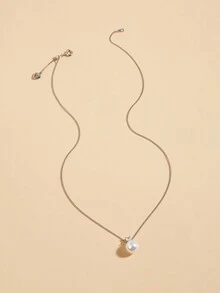 1pc Simple White Pearl Necklace Suitable For Women's Daily Wear - White - View 4