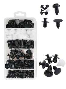 100入組汽車塑料鉚釘固定件,適用於固定各種汽車杠、翼子板和後車箱 - 黑色 - 查看 3