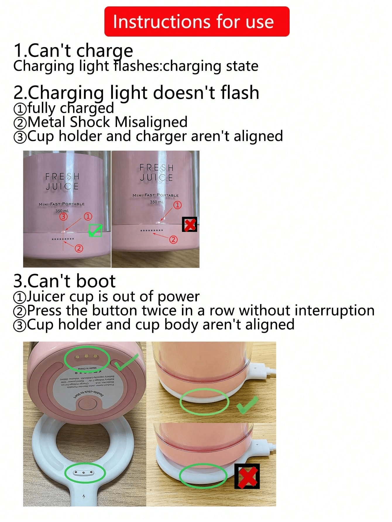 Electric Juicer 350ml Mini Portable Blender Fruit Mixers Fruit