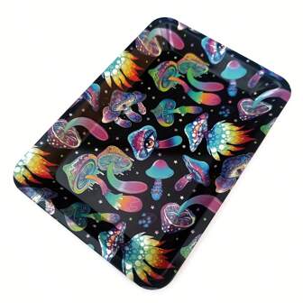 1pc, Creative Pattern Rolling Tray, Metal Rolling Tray, Household Multipurpose Tray, Wake Up Tray, Fruit Plate, Dessert Tray, Home Decor, Christmas Gifts, Halloween Gifts