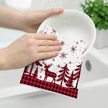Paño de limpieza con tema navideño, adecuado para limpieza de cocina, baño, hogar y otros usos domésticos - Negro - Ver 3