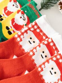 Five Pairs Of Children's Christmas Socks, Cute Mid-calf Socks, Santa Socks - Multicolor - View 6