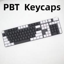 104 Key OEM Backlit Keycaps Set PBT Keycaps Double Shot Black White Key Caps For Mx Cherry Gateron Switch Mechanical Keyboard Kit - Black and White - View 5