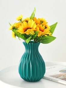 1pc Ceramic-look Plastic Hydroponics Vase For Flowers Arrangement - Mint Green - View 3