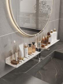 1pc Punch-free Bathroom Sink Faucet Storage Rack, For Bathroom And Kitchen - White - View 1