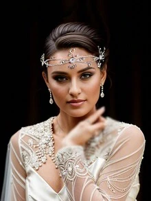 1 件新娘髮帶,用歐根紗和水鑽手工製作,女士婚禮髮飾,伴娘髮飾禮物