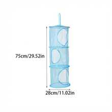 1 件可折疊掛袋娃娃收納袋 3 層懸掛收納袋 - 藍色 - 查看 2