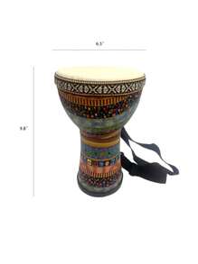 (With Backpack) 6.5 Inches Wooden Carving African Drum, Center For African Drum Performance - Black - View 3