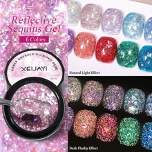 XEIJAYI 1 Miếng 8ML Lung linh Phản chiếu Long lanh Gel Sơn móng tay - Ảnh ba chiều Pha lê Gel Đánh bóng Đối với Nhà  Salon Nghệ thuật làm Móng DIY - Hồng - Xem 4