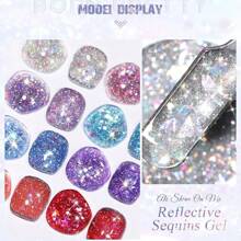 XEIJAYI 1 Miếng 8ML Lung linh Phản chiếu Long lanh Gel Sơn móng tay - Ảnh ba chiều Pha lê Gel Đánh bóng Đối với Nhà  Salon Nghệ thuật làm Móng DIY - Hồng - Xem 6