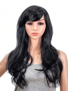 Cabello Largo Y Ondulado Negro - Negro - Ver 1