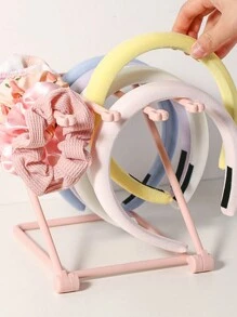 1pc Hair Band Organizer Stand With Foldable Hair Tie Holder For Dorm Room, Pink - Pink - View 3