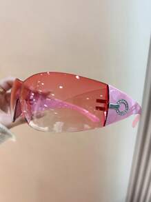 1 Pair Unisex Wrap-Around Frameless Fashion Fashion Glasses, Suitable For Daily Decoration And Matching - Red - View 4