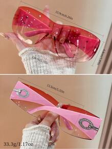 1 Pair Unisex Wrap-Around Frameless Fashion Fashion Glasses, Suitable For Daily Decoration And Matching - Red - View 5