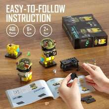 401pcs Breaking Bad Themed Square Building Blocks Set, Comes With 2 Character Figures/table/mini Container, Diy Your Favorite Character Models, Perfect Gift For Adult Boys And Girls On Holidays, Birthdays Or Parties - Yellow - View 4