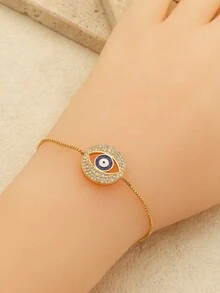 1 cái Mắt ác Vòng tay Đối với Phụ nữ Vi mô Lát sân Mắt Có thể điều chỉnh Chuỗi Vòng tay Thủ công Đồ trang sức - Vàng - Xem 6