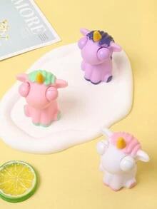 3pcs Unicorn Shaped Stress Relief Toy, Squishy Popping Eyes Party Favors - Multicolor - View 2