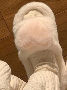 2025 Mulheres Confortáveis Adoráveis Pantufas Internas com Plataforma Grossa, Abertas no Dedo do Pé com Coração 3D de Pelúcia, Pantufas Casuais para Quarto