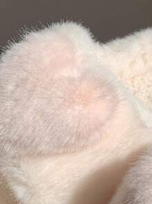 2025 Mulheres Confortáveis Adoráveis Pantufas Internas com Plataforma Grossa, Abertas no Dedo do Pé com Coração 3D de Pelúcia, Pantufas Casuais para Quarto