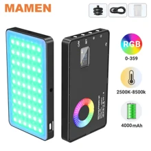 RGB Video Light,Portable LED Camera Light Panel 360° Full Color Light CRI95+ Dimmable 2500K-9000K, 4000mAh Rechargeable LED DSLR Lighting for Photography, Video Conference, ,