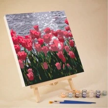 1 套数字油画 DIY 按数字填色风景画手工艺术装饰缓解压力礼物 [包括 2 支画笔] - 玫瑰紅 - 查看 3