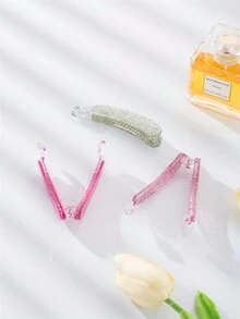 3入組香蕉夾和閃閃發光的髮夾,女性髮飾馬尾控,適合日常佩戴