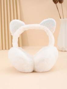 1 Miếng Của phụ nữ Gấp lại Sang trọng & Ấm áp Chuột Tai Đồ trang trí Long lanh Phong cách Đơn giản & Giải trí Bịt tai - trắng - Xem 3