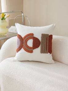 1pc Geometric Circle Pattern Velvet Embroidery Cushion Cover - Multicolor - View 4