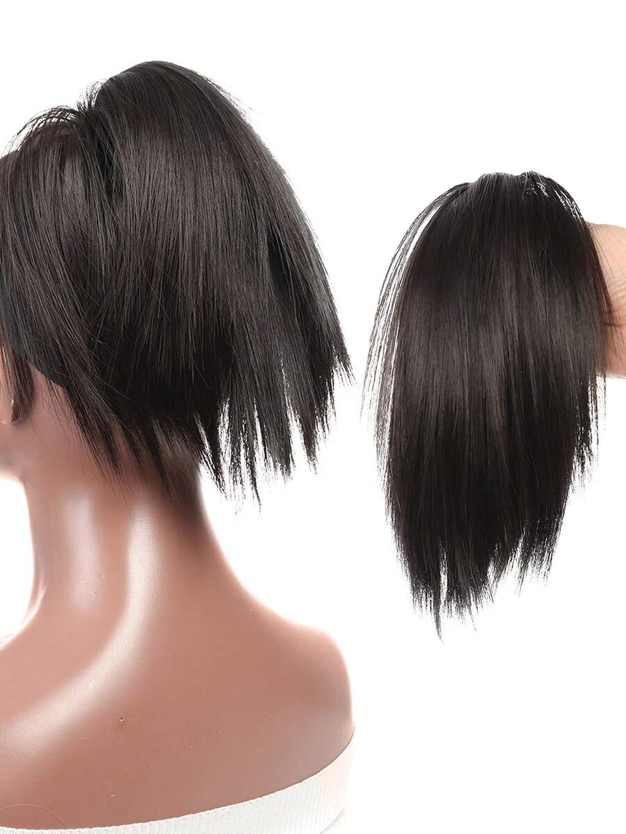 女士假发圈 辣妹鸡窝头 丸子头 慵懒人蓬松花苞头 凌乱发饰 仿真合成纤维高温丝 - Black-brown - 查看 1