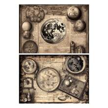 10 张创意复古欧洲花卉和植物背面图案剪贴簿纸，适用于 DIY 手工工艺品、办公、学校用品、派对礼品和礼物、爆炸盒装饰等。带有万圣节、圣诞节、新年和科幻主题星球设计 - 彩色 - 查看 9