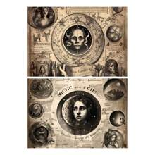 10 张创意复古欧洲花卉和植物背面图案剪贴簿纸，适用于 DIY 手工工艺品、办公、学校用品、派对礼品和礼物、爆炸盒装饰等。带有万圣节、圣诞节、新年和科幻主题星球设计 - 彩色 - 查看 6