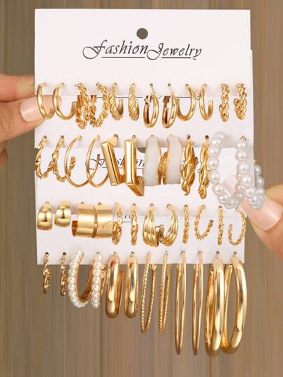 12入組極簡風耳環套裝,適用於約會和假日禮物