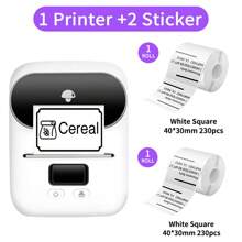 Phomemo M110 Wireless Printers with 2 Thermal Label Stickers  Android & IOS Phone Sticker Printer with Square Round Adhesive Paper Roll - Black and White - View 1