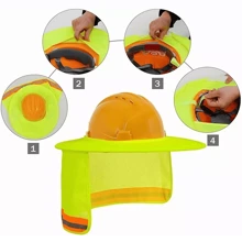 Funda para sombrero reflectante plegable a prueba de viento, arena y sol, con ala y banda para el cuello de seda helada, adecuada para sitios de construcción, jardinería, senderismo, ciclismo u otras actividades al aire libre. Protege el rostro y el cuello, fresco y cómodo. - Amarillo - Ver 4