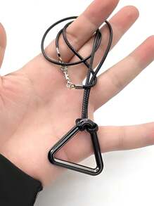 Collar Colgante Dije De Triángulo Negro Minimalista Geométrico Motosierra Chainsaw Denji Cadena Joyería Regalo Pareja Amor Amistad Disfraz Halloween - Negro - Ver 5