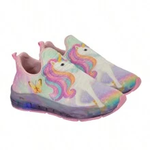 Tênis Infantil Feminino Led Unicórnio Amy Rose Óculos +Relógio +Paleta +Pulseira +Bolsa Estrela