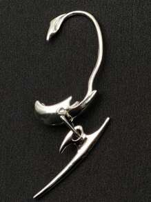 1pc European & American Style Mechanic Cyberpunk Ear Cuff For Non-pierced Ears, Cool Arrow Shaped Ear Clip For Men - Silver - View 6