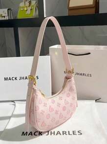 Neuankömmling 2024 Damen rosa Achseltasche, Schulter-Umhängetasche mit sichelförmiger Form, perfekt für lässige Frühlings- und Sommer-Outfits (Hinweis: Die Verpackungstasche auf dem Bild ist nicht enthalten)