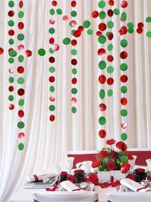 1pc Mirrored Red And Green Round Paper Strip Backdrop, Christmas/birthday/carnival Celebration, Party Garland Decorations - Multicolor - View 1
