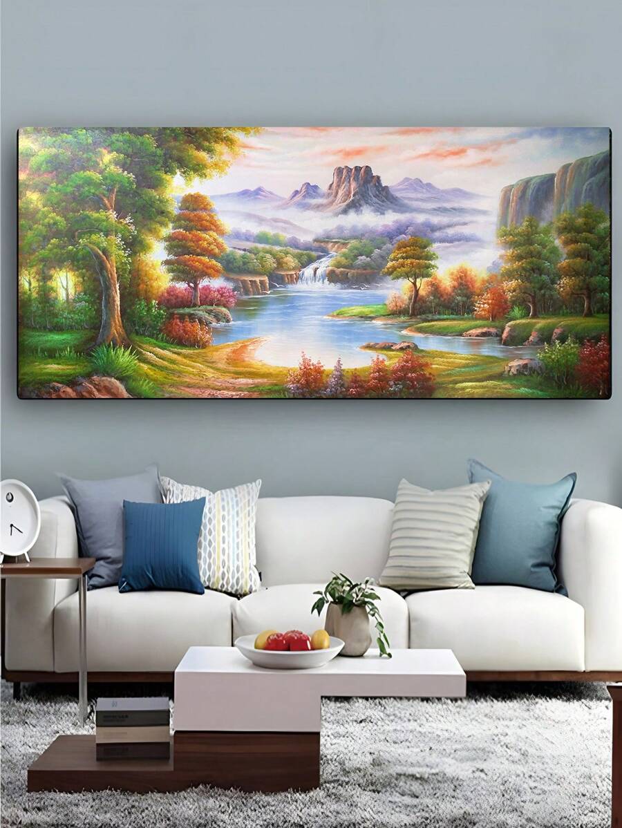 1 幅,海報帆布牆藝術,風景油畫歐式油畫,家居客廳入口水平掛畫,帆布油畫牆壁裝飾無框畫