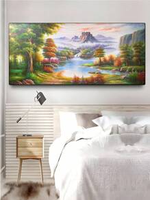 1 幅,海報帆布牆藝術,風景油畫歐式油畫,家居客廳入口水平掛畫,帆布油畫牆壁裝飾無框畫